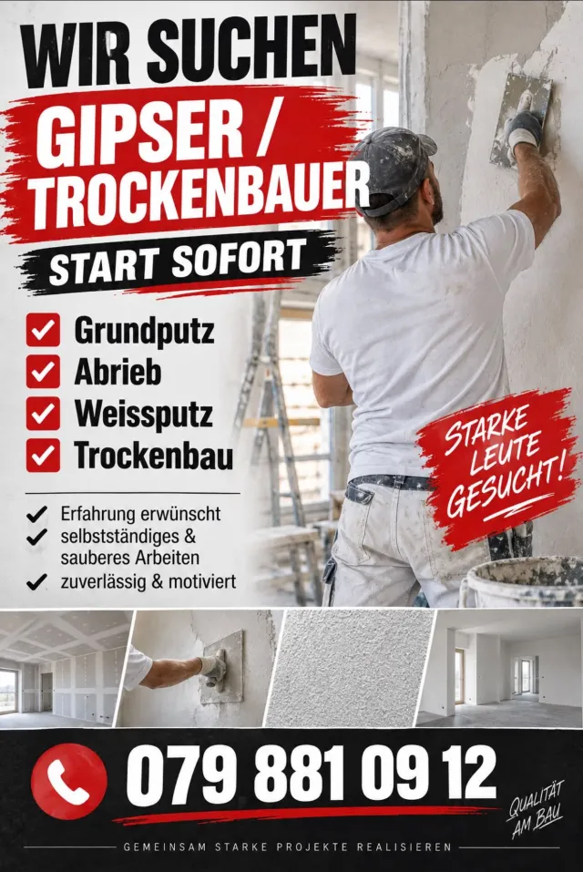 We are looking for a putty worker / drywall installer