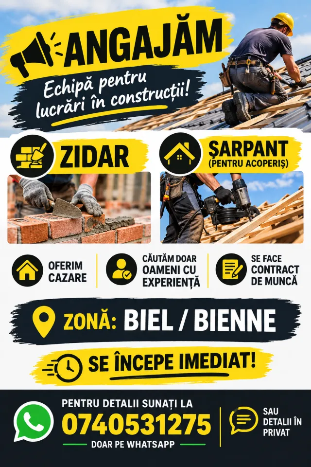 We are hiring a bricklayer and roofer ( carpenter )